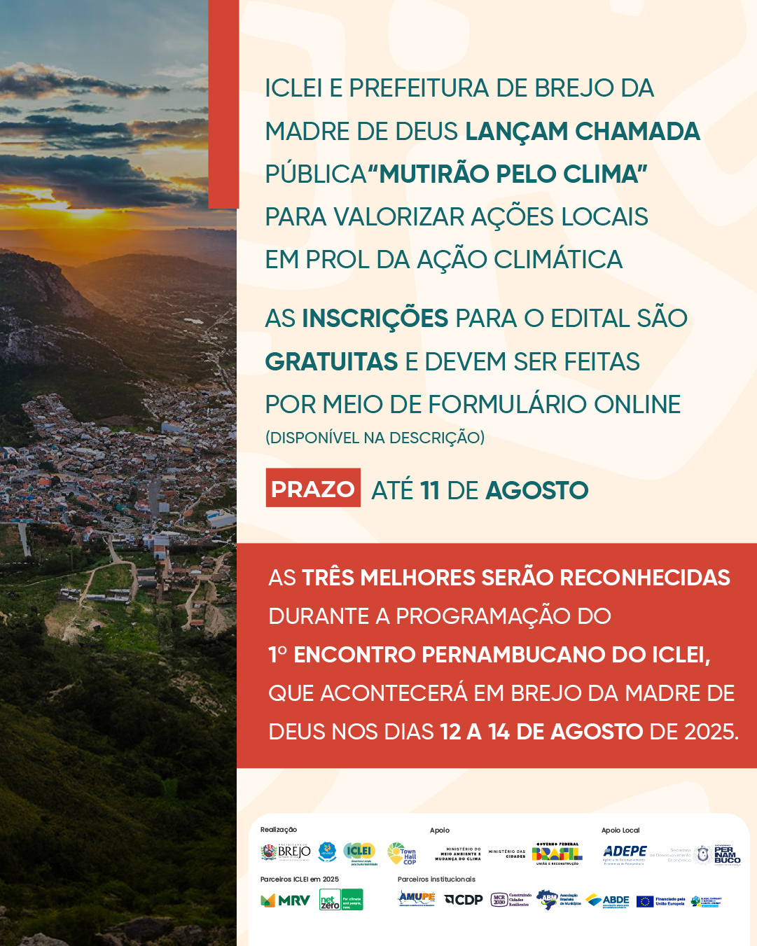 Mutirão Jovens pelo Clima em Brejo da Madre de Deus está com inscrições abertas