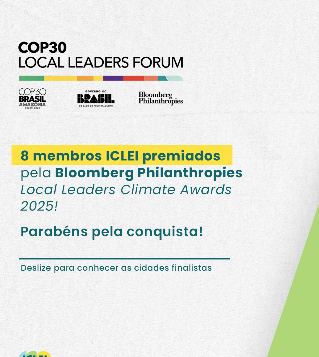 Oito membros ICLEI entre os 12 vencedores do Prêmio Bloomberg Philanthropies Local Leaders 2025
